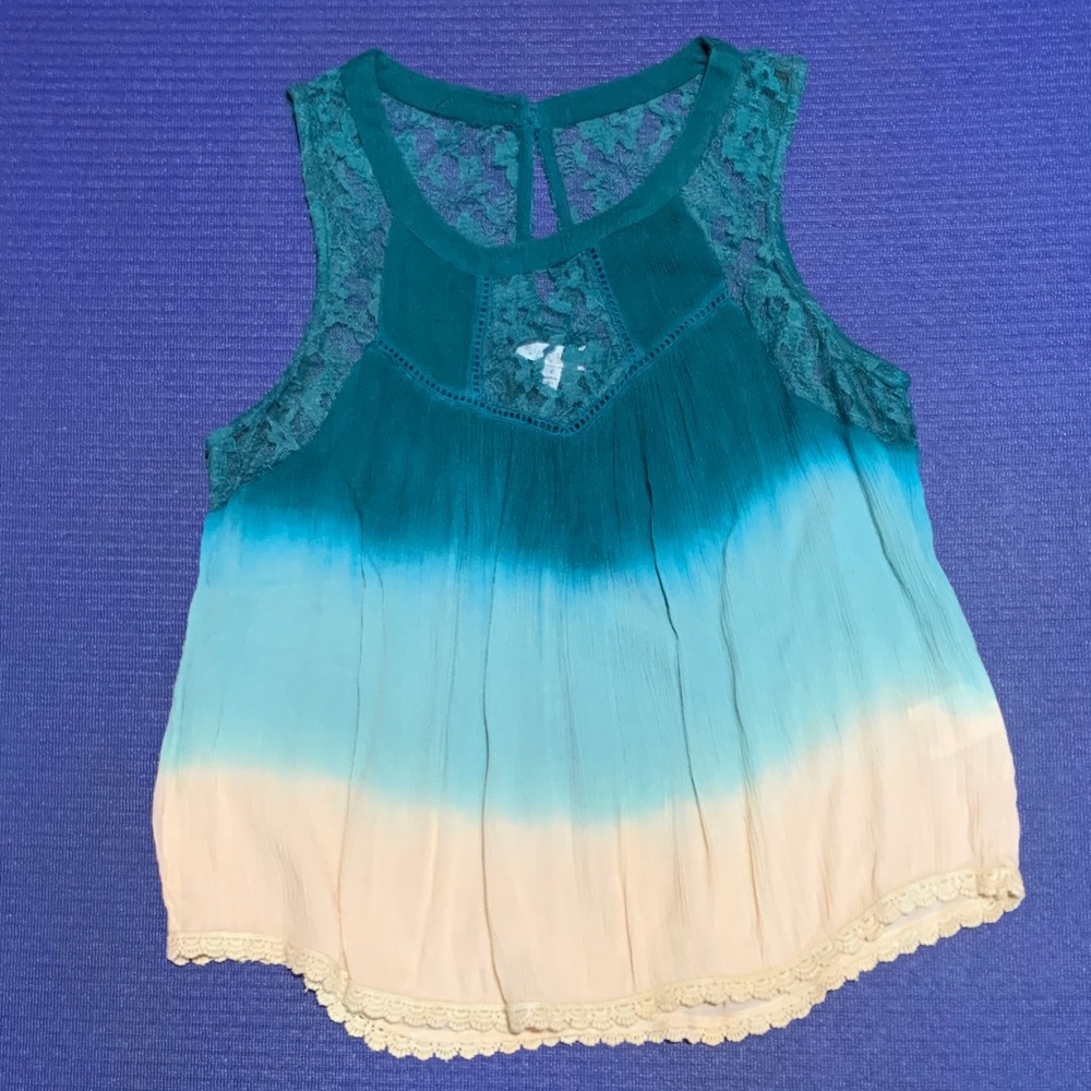 Patrons of Peace Teal and Cream Gradient Tank Top